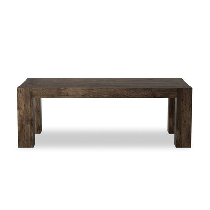 Chunky Modern Rustic Rectangle Dining Table Oak Wood with Ebony Rustic Wormwood Finish 86 inch