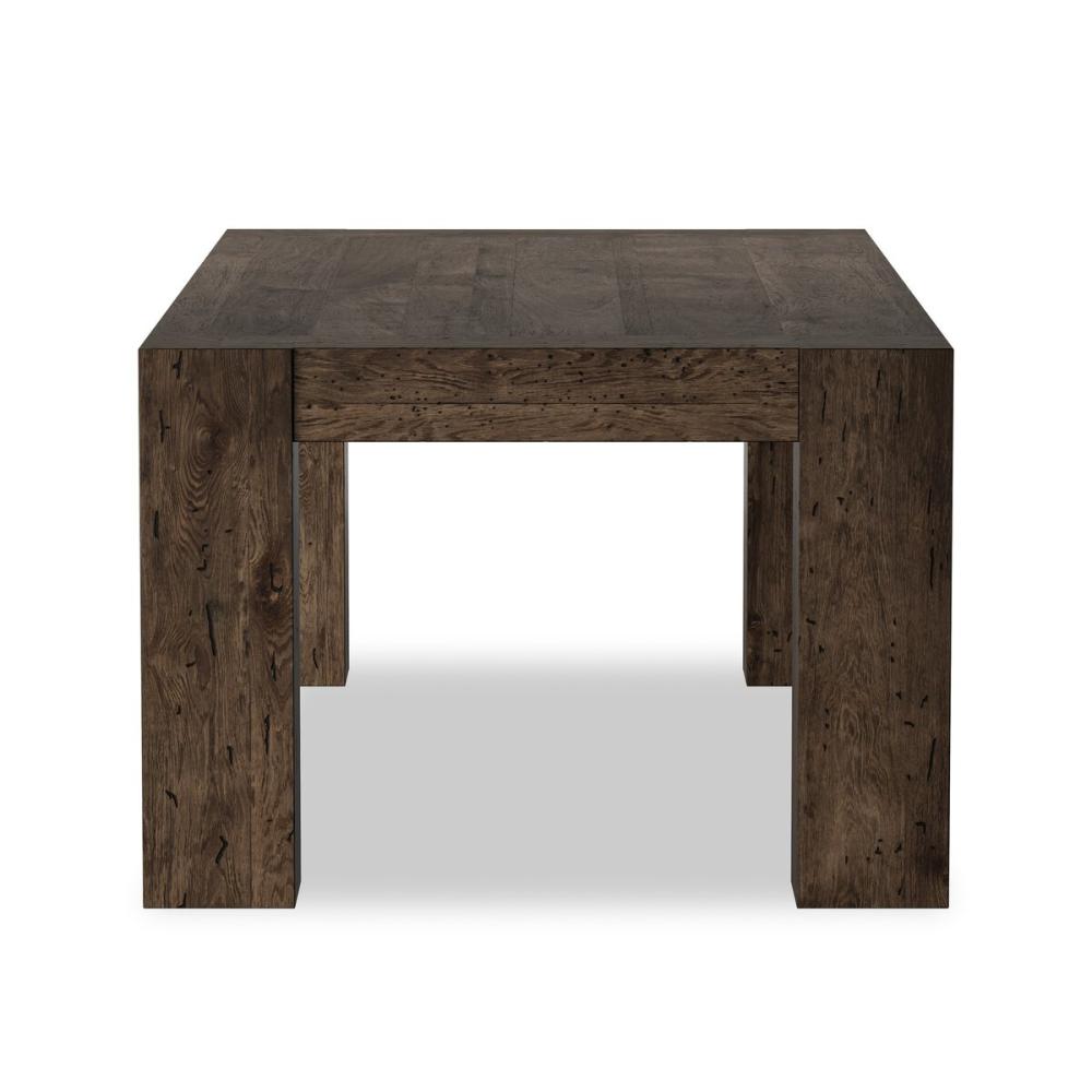 Chunky Modern Rustic Rectangle Dining Table Oak Wood with Ebony Rustic Wormwood Finish 86 inch