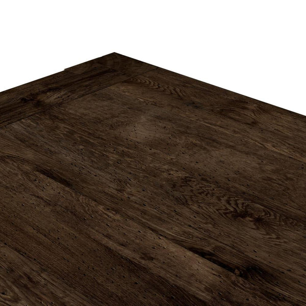 Chunky Modern Rustic Rectangle Dining Table Oak Wood with Ebony Rustic Wormwood Finish 86 inch