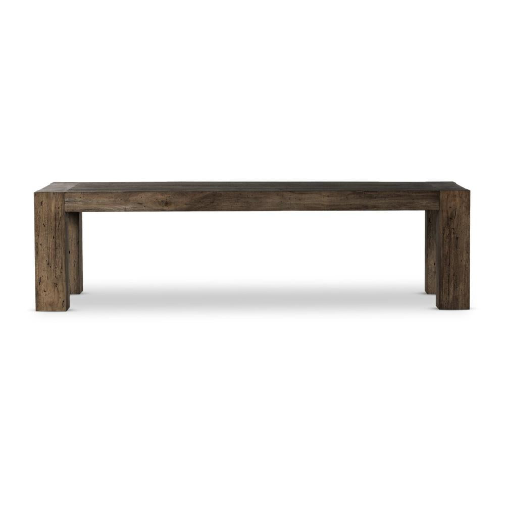 Chunky Modern Lodge Rectangle Dining Table Oak Wood with Ebony Rustic Wormwood Finish 108 inch