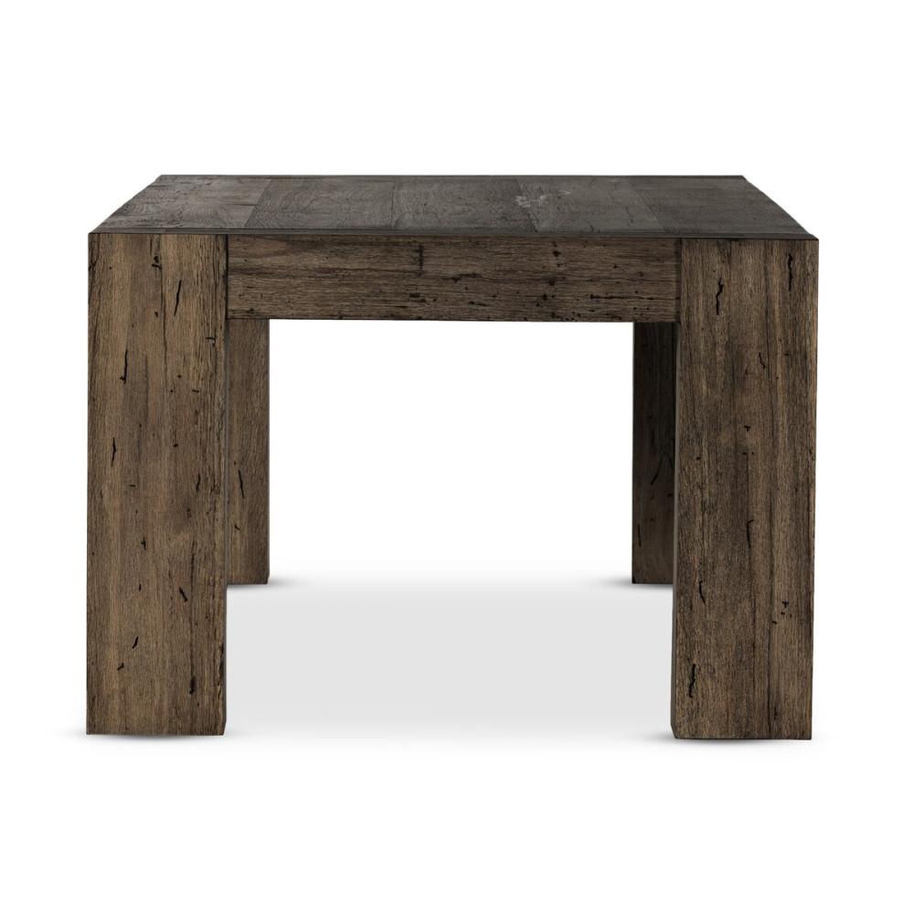 Chunky Modern Lodge Rectangle Dining Table Oak Wood with Ebony Rustic Wormwood Finish 108 inch