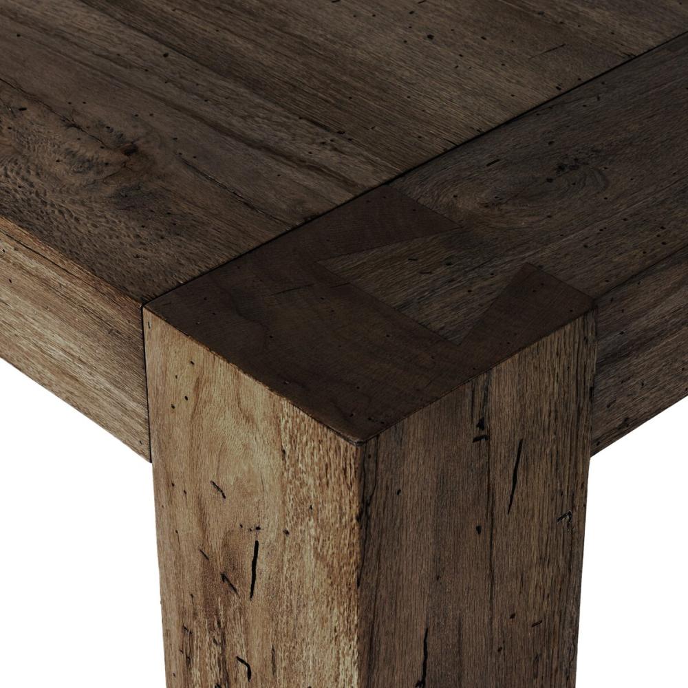 Chunky Modern Lodge Rectangle Dining Table Oak Wood with Ebony Rustic Wormwood Finish 108 inch