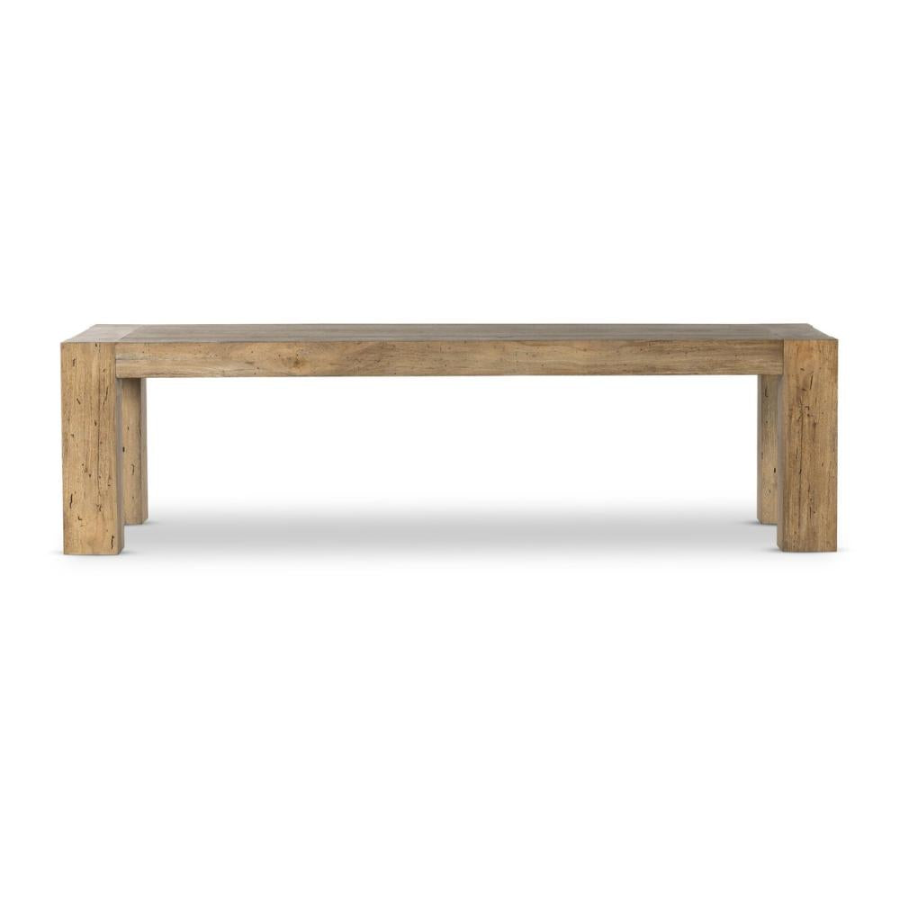 Chunky Modern Lodge Rectangle Dining Table Oak Wood with Rustic Wormwood Finish 108 inch