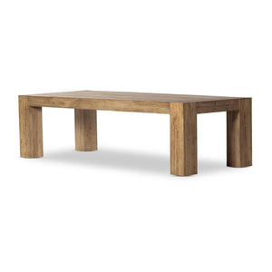 Chunky Modern Lodge Rectangle Dining Table Oak Wood with Rustic Wormwood Finish 108 inch