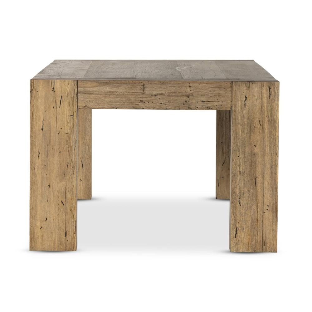 Chunky Modern Lodge Rectangle Dining Table Oak Wood with Rustic Wormwood Finish 108 inch