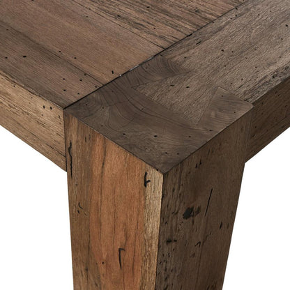 Chunky Modern Rustic Rectangle Dining Table Oak Wood with Rustic Wormwood Finish 86 inch