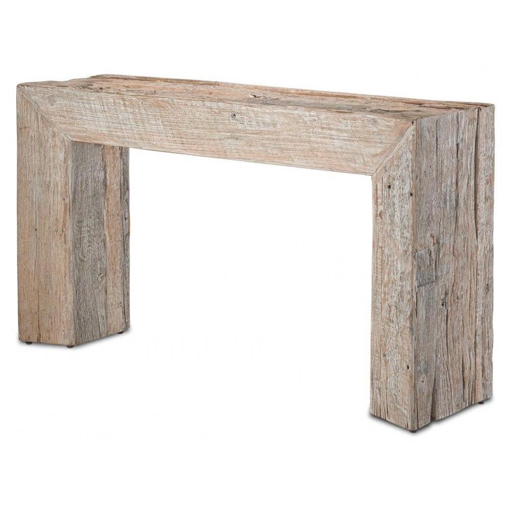 Chunky Rustic Console Table Reclaimed Wood Distressed Whitewash Finish ...
