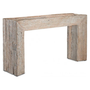 Chunky Rustic Console Table Reclaimed Wood Distressed Whitewash Finish 60 inch