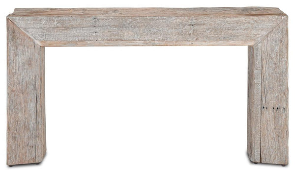 Chunky Rustic Console Table Reclaimed Wood Distressed Whitewash Finish 60 inch