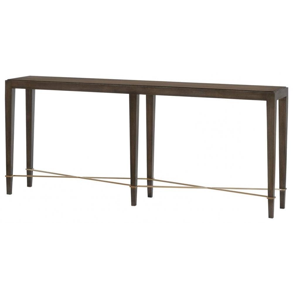 Classic Traditional Brown Mahogany Wood & Metal Console Table 76 inch