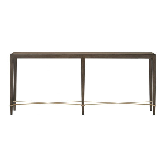 Classic Traditional Brown Mahogany Wood & Metal Console Table 76 inch