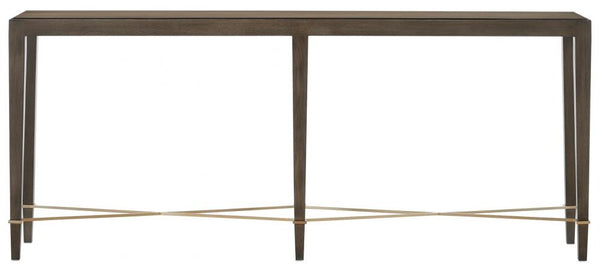 Classic Traditional Brown Mahogany Wood & Metal Console Table 76 inch