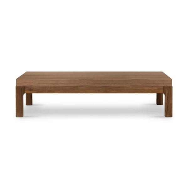 Clean Lines Rectangle Coffee Table Solid Walnut Wood Natural Finish 65 inch