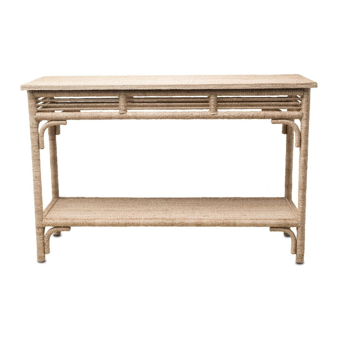 Coastal Beach Abaca Rope Wrapped Console Table 48 inch