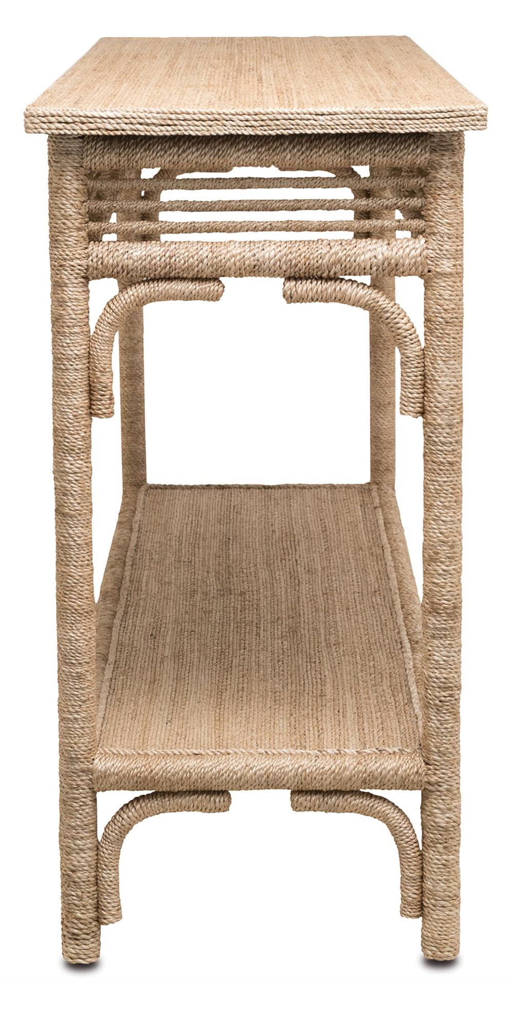 Coastal Beach Abaca Rope Wrapped Console Table 48 inch