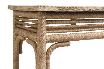 Coastal Beach Abaca Rope Wrapped Console Table 48 inch