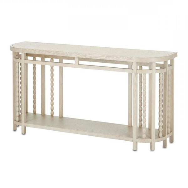 Coastal Beach Fog Gray Beaded Wood Console Table 60 inch