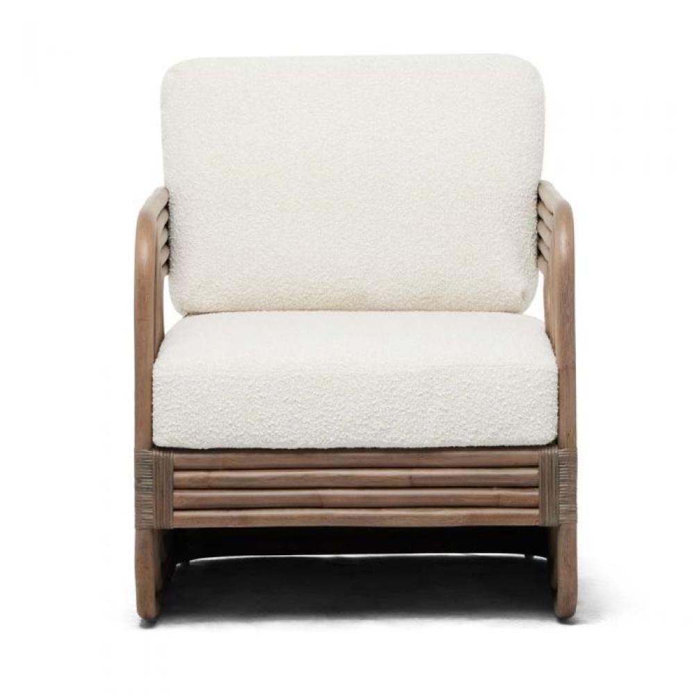 Coastal Beach Gray Rattan Accent Lounge Chair Armchair