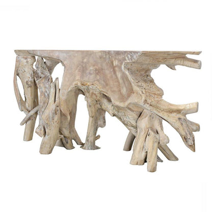 Coastal Beach Natural Cypress Root Teak Wood Console Table 60 inch