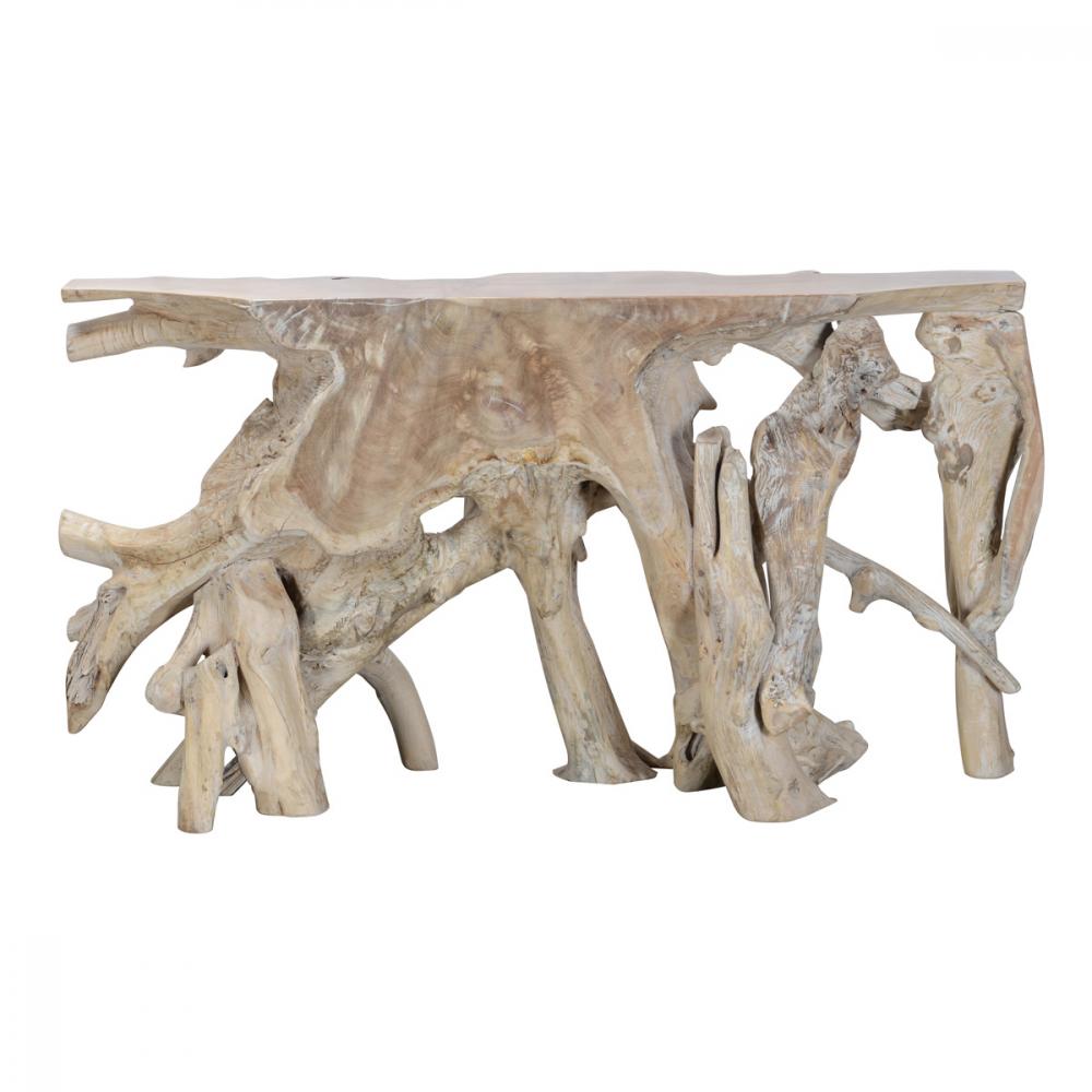 Coastal Beach Natural Cypress Root Teak Wood Console Table 60 inch