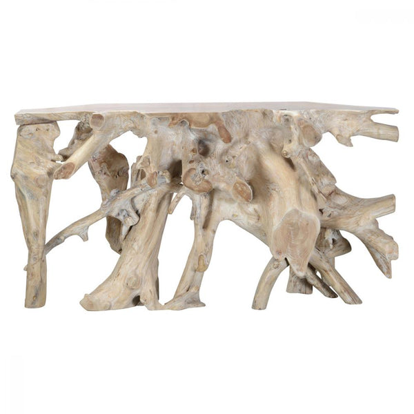 Coastal Beach Natural Cypress Root Teak Wood Console Table 60 inch