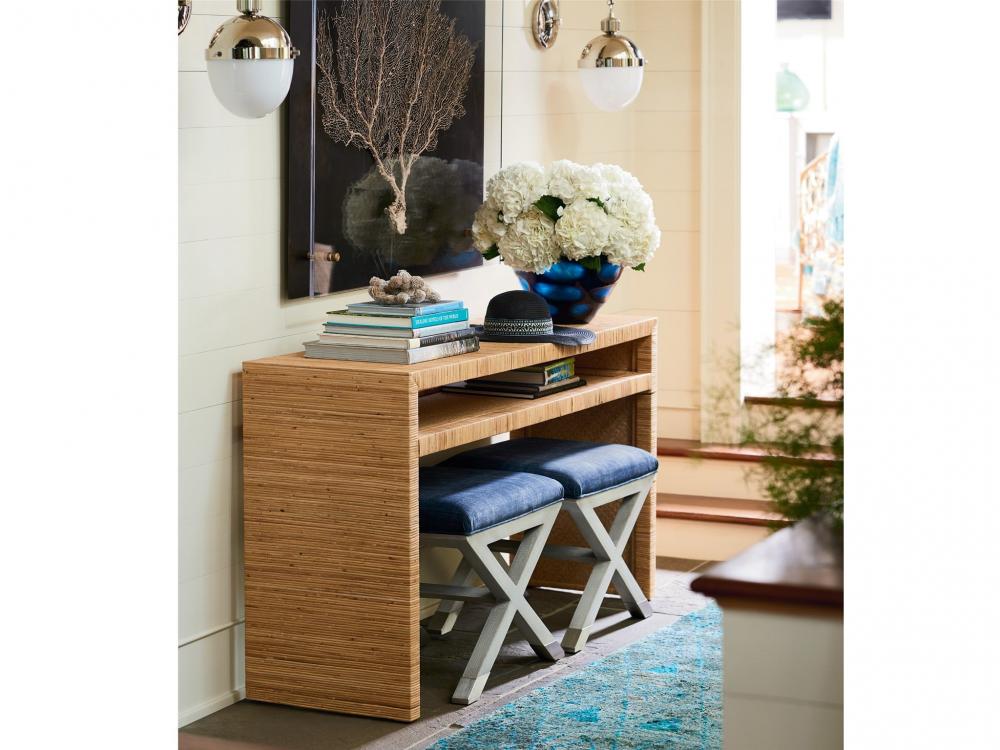 Coastal Beach Rattan Wrapped Console Table 60 inch β SLATE CUSTOM
