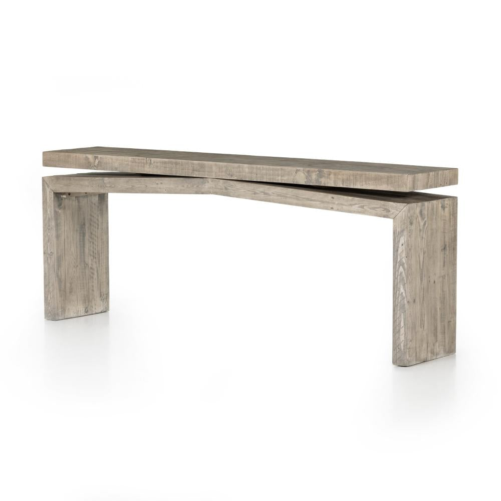 Coastal Beach Reclaimed Pine Wood Rectangle Console Table Weathered Wheat 78 inch