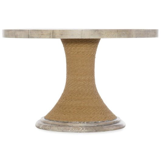 Coastal Beach Rope Wrapped Round Pedestal Dining Table 48 inch