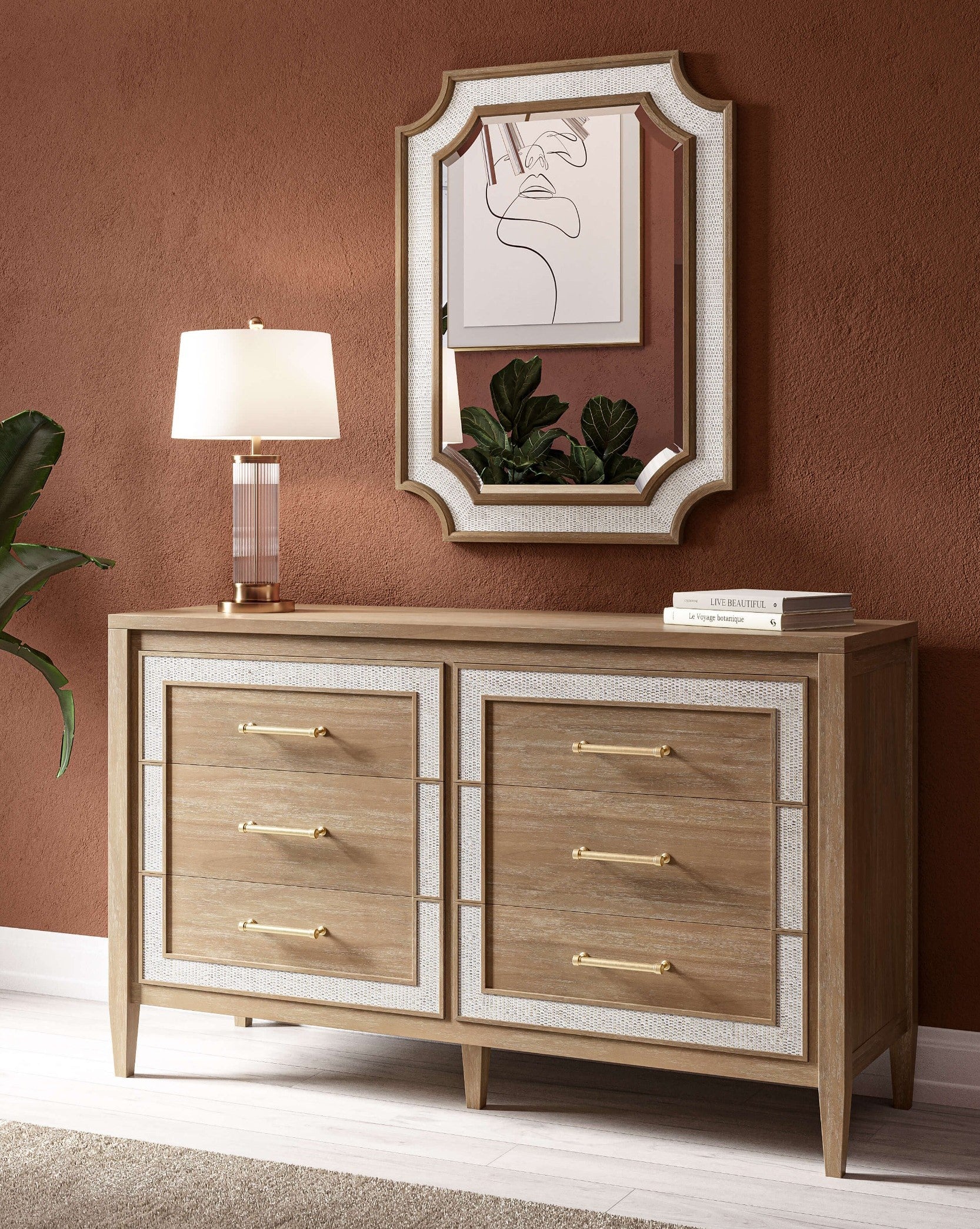 Coastal Beach White Inset Rattan 6 Drawer Solid Wood Double Dresser 64 SLATE CUSTOM Coastal Beach White Inset Rattan 6 Drawer Solid Wood Double Dresser 64 SLATE CUSTOM