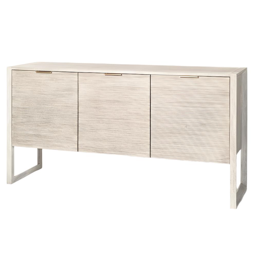 Coastal Reeded Front Poplar Wood Sideboard Buffet Brushed Smoke 68 inch