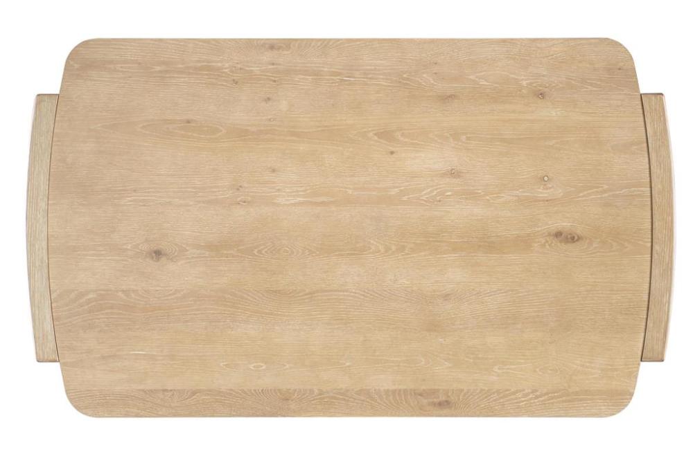 Coastal Rounded Corners Rectangle Coffee Table Oak Wood Veneer Sand Fi ...