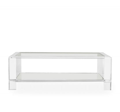 Contemporary Acrylic & Glass Two Tier Rectangle Coffee Table 52 inch