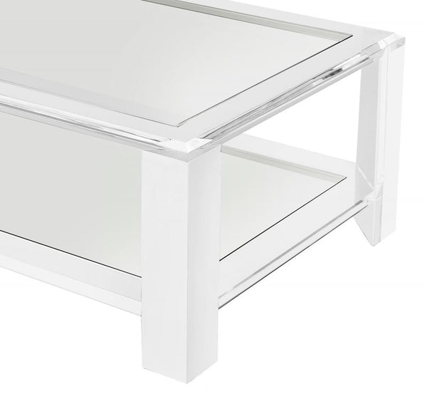 Contemporary Acrylic & Glass Two Tier Rectangle Coffee Table 52 inch