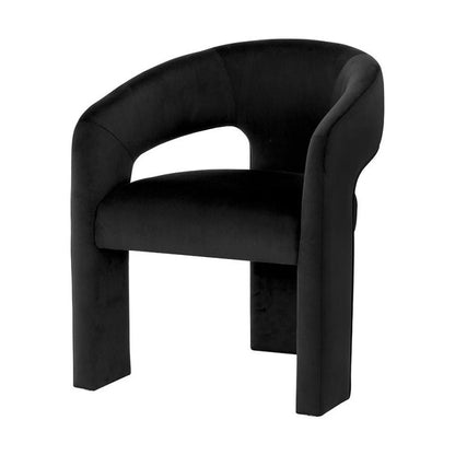 Contemporary Black Barrel Back Open Back Dining Chair Fully Upholstered Armchair