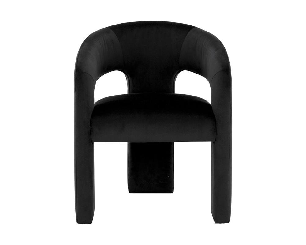 Contemporary Black Barrel Back Open Back Dining Chair Fully Upholstered Armchair