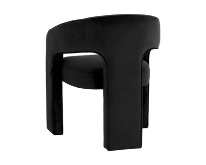 Contemporary Black Barrel Back Open Back Dining Chair Fully Upholstered Armchair