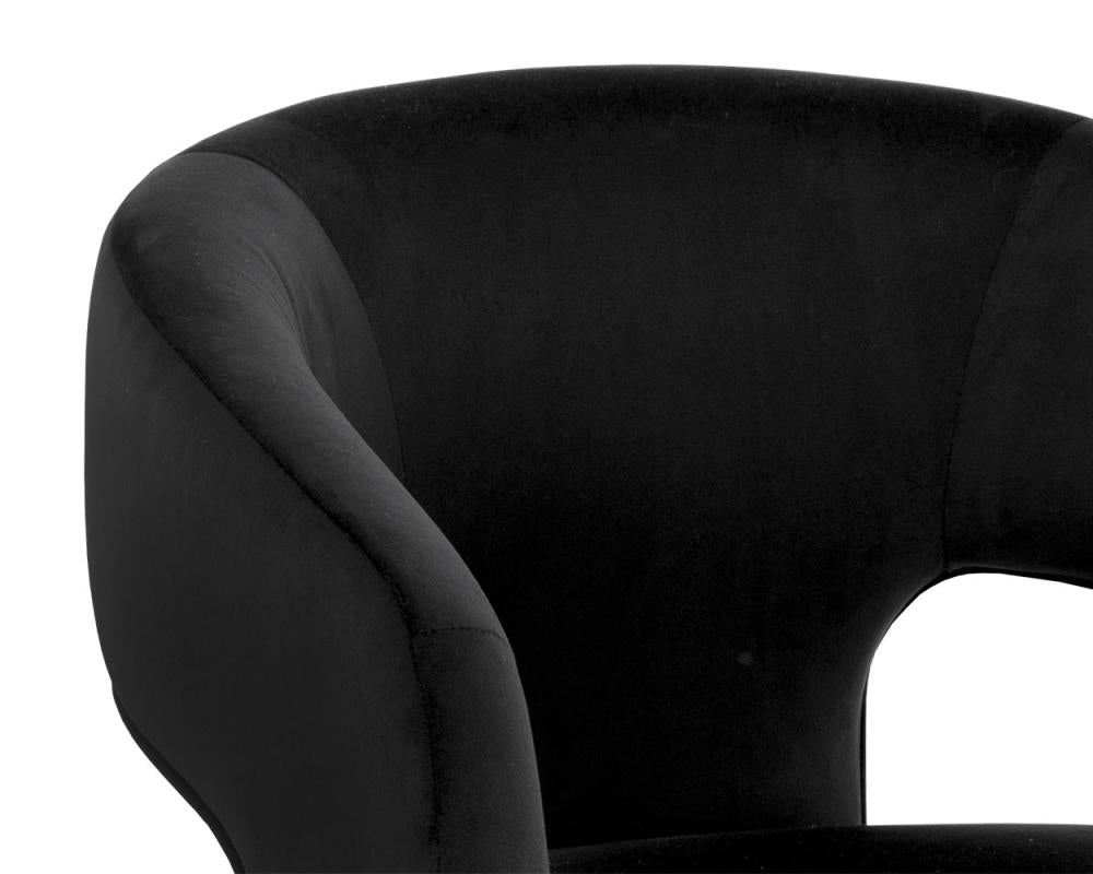 Contemporary Black Barrel Back Open Back Dining Chair Fully Upholstered Armchair