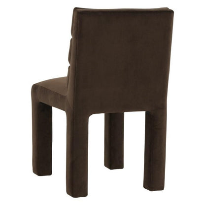Contemporary Brown Velvet Channel Tufted Fully Upholstered Armless Dining Chair