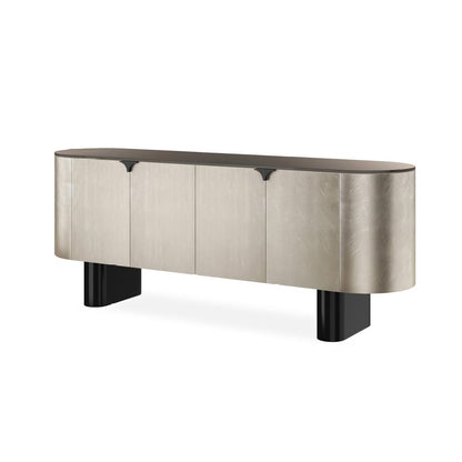 Contemporary Curved Credenza Buffet Sideboard Cabinet Media Console 82 inch