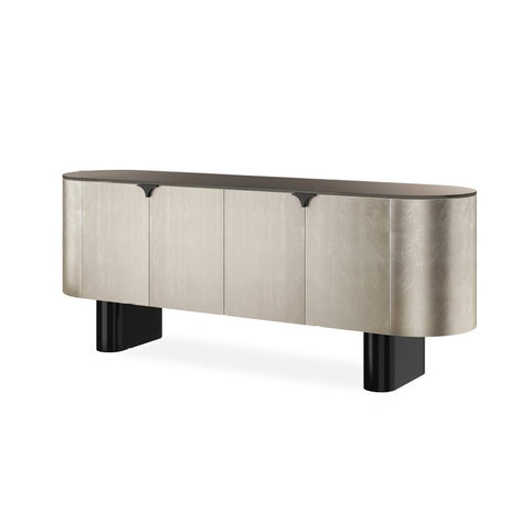 Contemporary Curved Credenza Buffet Sideboard Cabinet Media Console 82 inch