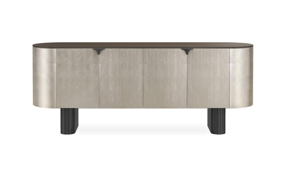 Contemporary Curved Credenza Buffet Sideboard Cabinet Media Console 82 inch