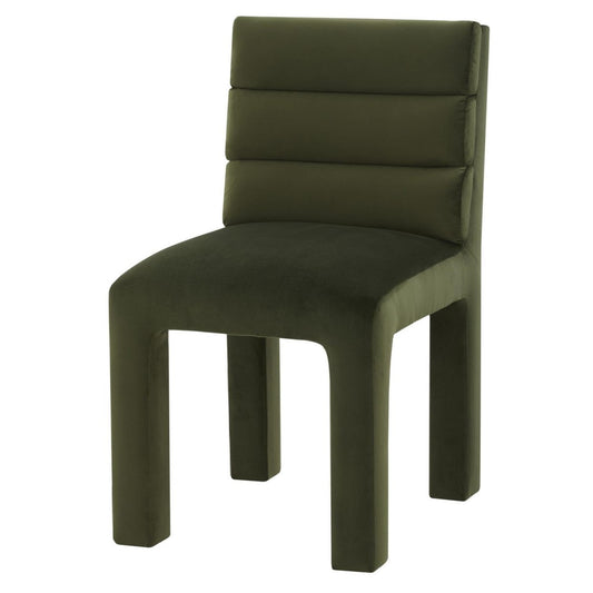 Contemporary Forest Green Velvet Channel Tufted Fully Upholstered Armless Dining Chair
