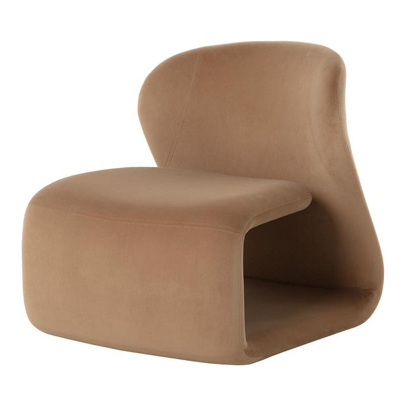 Contemporary Light Brown Camel Armless Accent Lounge Chair