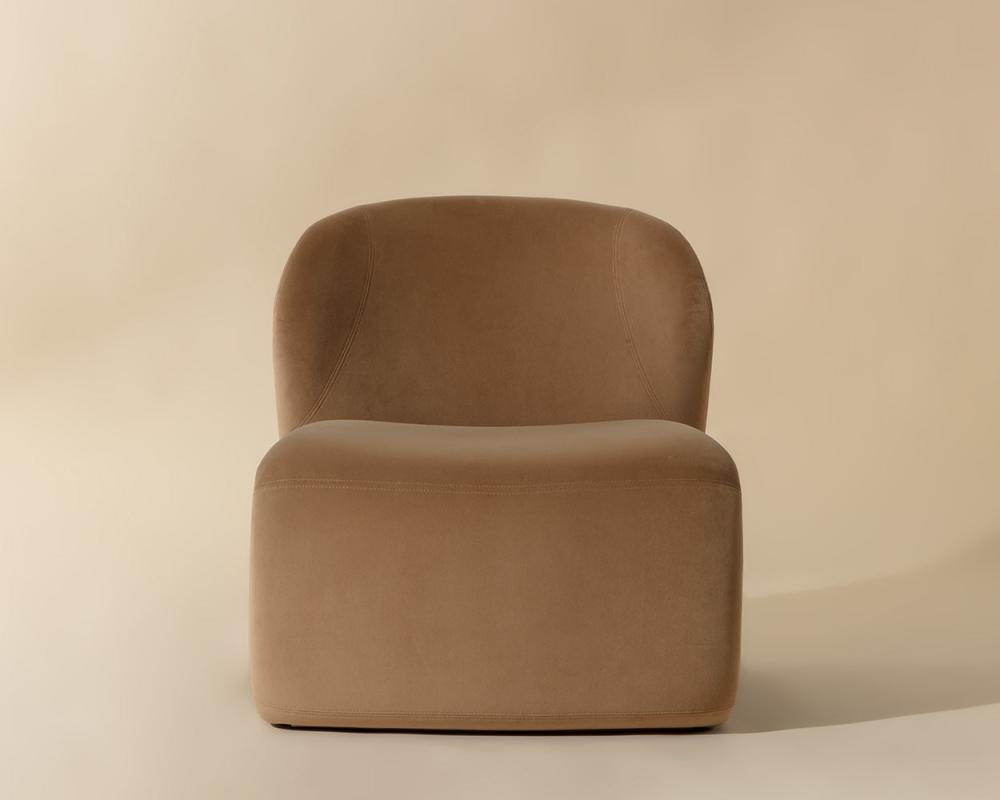 Contemporary Light Brown Camel Armless Accent Lounge Chair