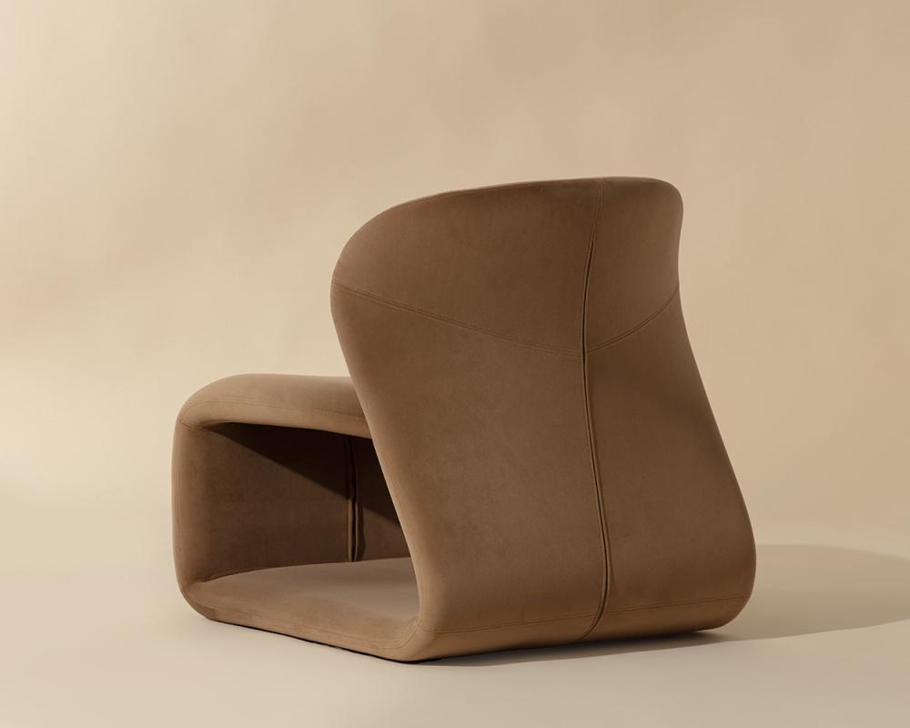 Contemporary Light Brown Camel Armless Accent Lounge Chair