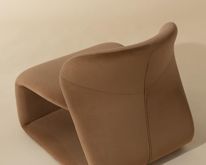 Contemporary Light Brown Camel Armless Accent Lounge Chair