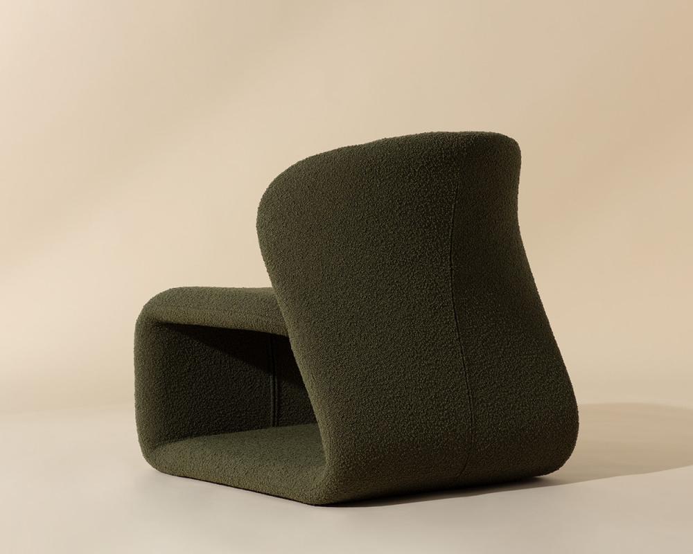 Contemporary Olive Green Boucle Armless Accent Lounge Chair