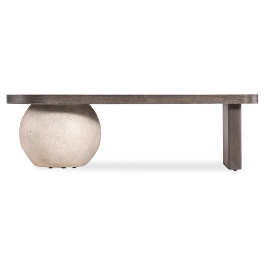 Cream Ball Base Rounded Edge Coffee Table 57 inch