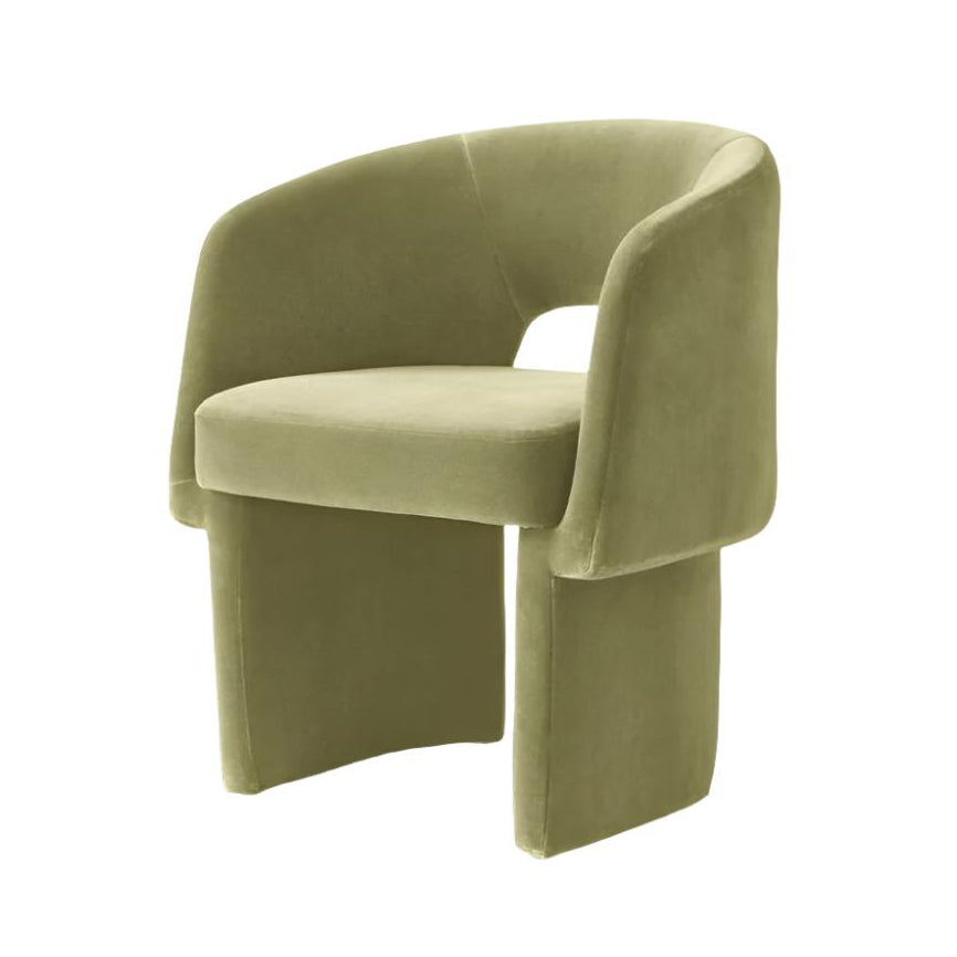 Curved Cut Out Back Upholstered Tub Dining Chair Lichen Green Velvet