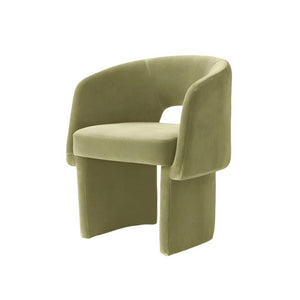 Curved Cut Out Back Upholstered Tub Dining Chair Lichen Green Velvet